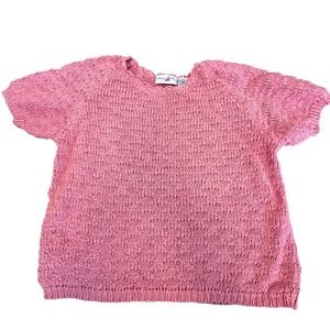 Vintage 80s Crazy Horse Sweater Short Sleeve Peach Women's